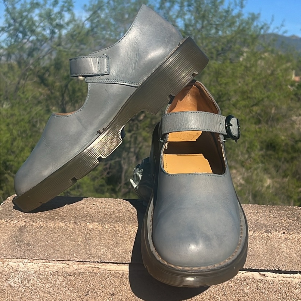 🏴 Blue Gray Vintage MIE Dr. Martens Chunky Mary Jane UK 7 EC❣️ - Picture 17 of 17